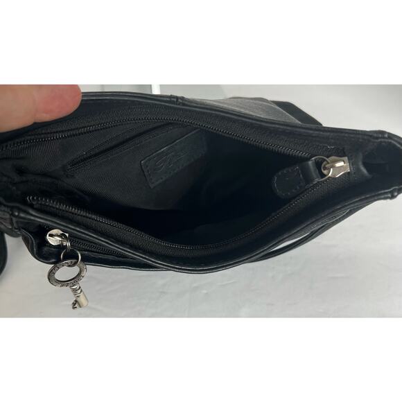Fossil Women’s Small Black Pebbled Leather Crossbody Purse Shoulder Bag - Picture 9 of 11